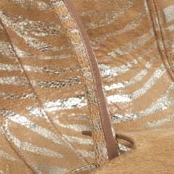 Pre Owned Mulberry Metallic Silver/Beige Zebra Leather Bayswater Satchel