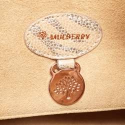 Pre Owned Mulberry Metallic Silver/Beige Zebra Leather Bayswater Satchel