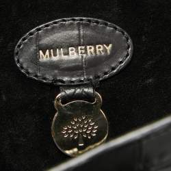 Pre Owned Mulberry Black Croc Embossed Leather Bayswater Satchel