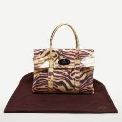 Pre Owned Mulberry Cream/Multicolor Zebra Print Patent Leather Bayswater Satchel