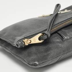 Mulberry Grey Leather Daria Fold-over Clutch 