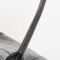 Pre Owned Mulberry Black Croc Embossed Leather Bayswater Satchel