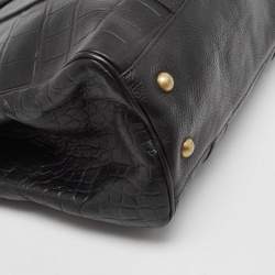 Pre Owned Mulberry Black Croc Embossed Leather Bayswater Satchel