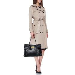 Mulberry Black Croc Embossed Leather Bayswater Satchel