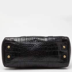 Mulberry Black Croc Embossed Leather Bayswater Satchel