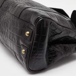 Mulberry Black Croc Embossed Leather Bayswater Satchel