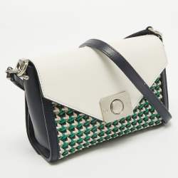 Mulberry Multicolor Leather Woven Delphie Duo Flap Shoulder Bag