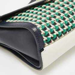 Mulberry Multicolor Leather Woven Delphie Duo Flap Shoulder Bag