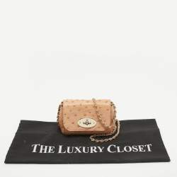 Mulberry Peach Ostrich Mini Lily Shoulder Bag