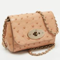 Mulberry Peach Ostrich Mini Lily Shoulder Bag