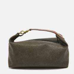 Mulberry Brown Textured Leather Zip Oversized Clutch
