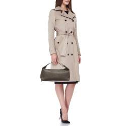 Mulberry Brown Textured Leather Zip Oversized Clutch