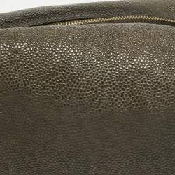 Mulberry Brown Textured Leather Zip Oversized Clutch