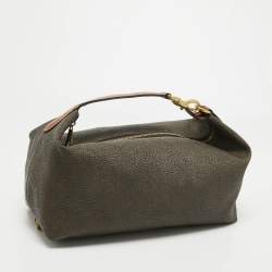 Mulberry Brown Textured Leather Zip Oversized Clutch
