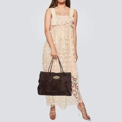 Pre Owned Mulberry Dark Brown Suede Bayswater Satchel