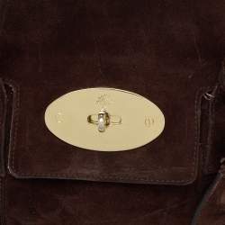 Pre Owned Mulberry Dark Brown Suede Bayswater Satchel