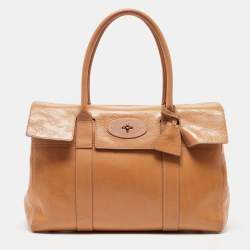 Mulberry Beige Patent Leather Bayswater Satchel