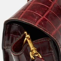 Pre Owned Mulberry Burgundy Croc Leather Small Bayswater Satchel