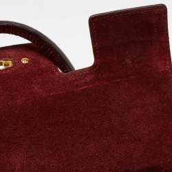 Pre Owned Mulberry Burgundy Croc Leather Small Bayswater Satchel