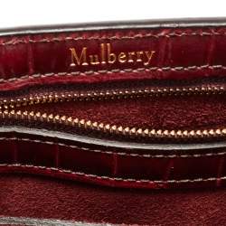 Pre Owned Mulberry Burgundy Croc Leather Small Bayswater Satchel