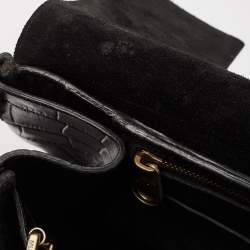 Mulberry Black Croc Embossed Leather Bayswater Satchel