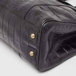 Mulberry Black Croc Embossed Leather Bayswater Satchel