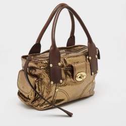 Mulberry Gold/Brown Crackled Foil and Leather Small Jody Tote