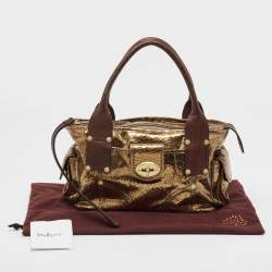 Mulberry Gold/Brown Crackled Foil and Leather Small Jody Tote