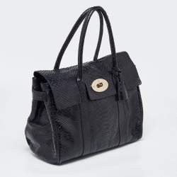 Mulberry Deep Midnight Blue Python Effect Leather Bayswater Satchel