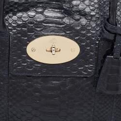 Mulberry Deep Midnight Blue Python Effect Leather Bayswater Satchel