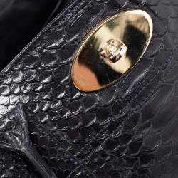 Mulberry Deep Midnight Blue Python Effect Leather Bayswater Satchel