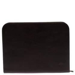 Mulberry Dark Brown Leather Round Zip Document Case