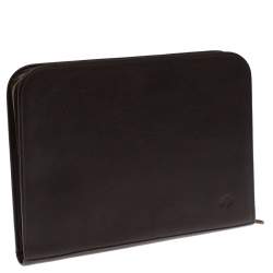 Mulberry Dark Brown Leather Round Zip Document Case