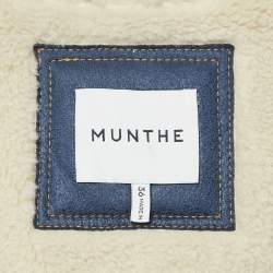 Munthe Blue Shearling and Leather Tishia Jacket S