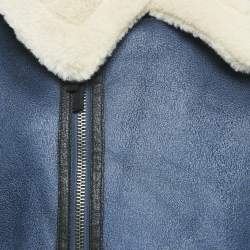 Munthe Blue Shearling and Leather Tishia Jacket S