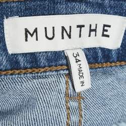 Munthe Blue Denim Crystal Fringed Jacket and Jeans Set XS/S Waist 28"