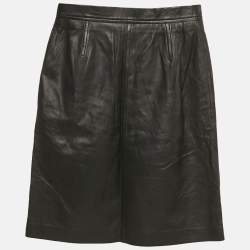 مملوكة مسبقًا Munthe Black Leather Button Front Skirt S