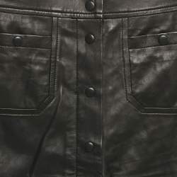 مملوكة مسبقًا Munthe Black Leather Button Front Skirt S