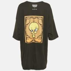 Pre Owned Munthe X Looney Tunes Black Jersey Oversized T-Shirt M