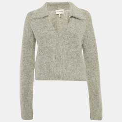Pre Owned Munthe Grey Mohair Wool Buttoned Cardigan S