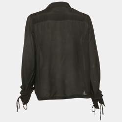 مملوكة مسبقًا Munthe Black Crepe Ruffled Blouse S