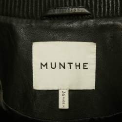 مملوكة مسبقًا Munthe Black Ferril Leather Jacket M