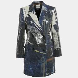Pre Owned Munthe Blue Abstract Sequin Blazer M