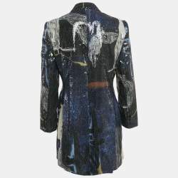 Pre Owned Munthe Blue Abstract Sequin Blazer M