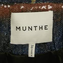 Pre Owned Munthe Blue Abstract Sequin Blazer M