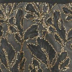 Pre Owned تنورة منتة دانتيل مطرزة بورق أسود/ذهبي صغيرة