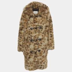 Pre Owned Munthe Brown Leopard Print Fuax Fur Lessiah Coat S