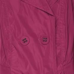 Pre Owned MYBC Pink Nylon Double Breasted Belted Blazer XL