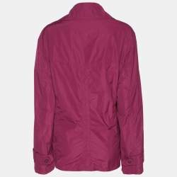 Pre Owned MYBC Pink Nylon Double Breasted Belted Blazer XL