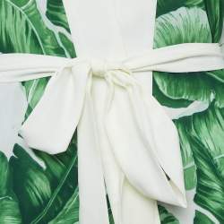Mystique Beach Green/White Leaf Print Kimono and Samui Pants Set S